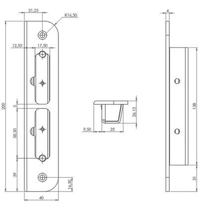 Bilde av SLUTTSTYKKE 106-1, 12,5MM, M/MAGNET FOR 6000 SERIEN RST. (M30641)