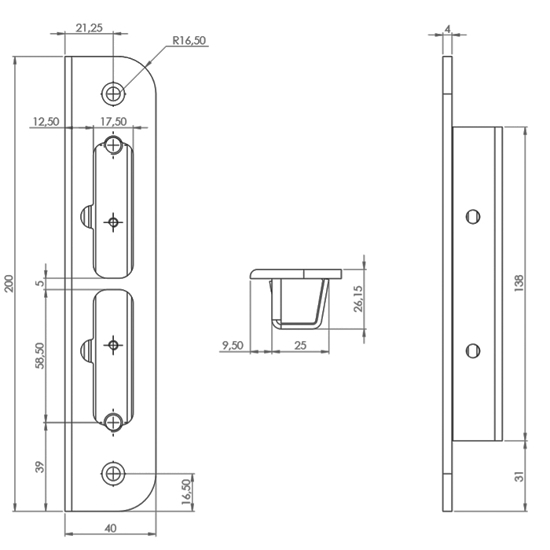 SLUTTSTYKKE 106-1, 12,5MM, M/MAGNET FOR 6000 SERIEN RST. (M30641)