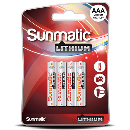 BATTERI SUNMATIC LITHIUM AAA/LR3 1,5V 4-PK SV (70LIAAALR3)