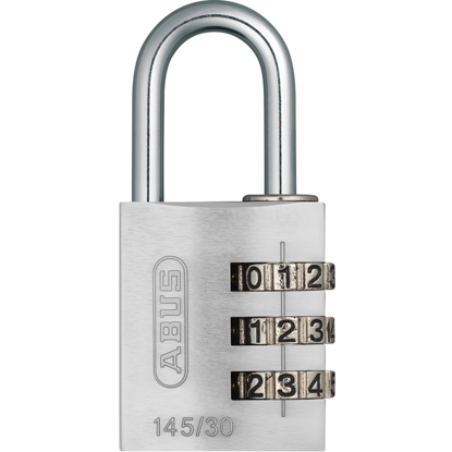 Bilde av KODEHENGELÅS 145/30 M/3 KODEHJUL ABUS ALU.SØLV SV