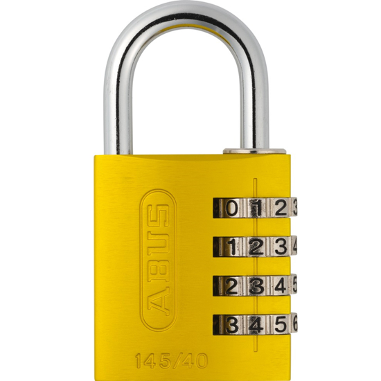 KODEHENGELÅS 145/40 4 KODEHJUL ABUS ALU.GUL SV (AM0495)
