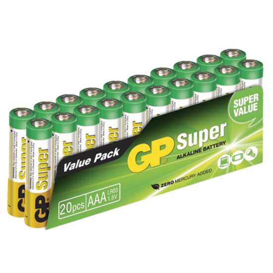 BATTERI GP SUPER ALKALINE AAA/LR3 1,5V 20-PK (/*) (70ALAAALR320)