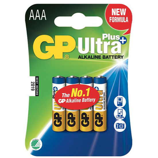 BATTERI GP ULTRA+ ALKALINE AAA/LR3 1,5V 4-PK SV (70UALAAALR34)