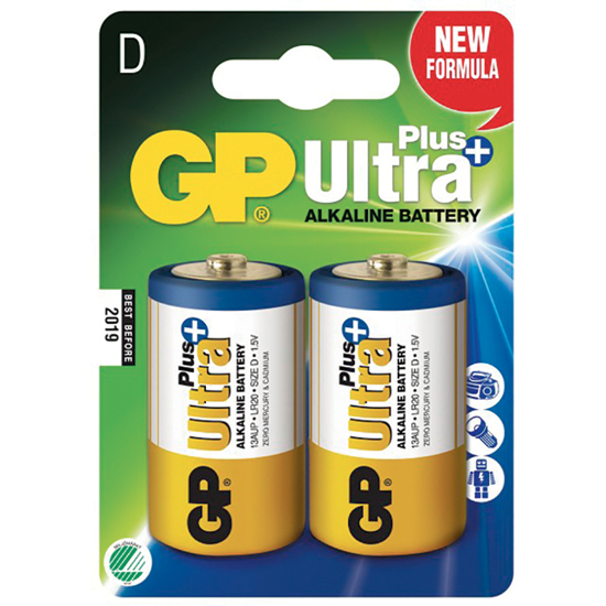 BATTERI GP D/LR20 ULTRA+ ALKALINE 2-PK SV (/*) (70ULRDLR202)