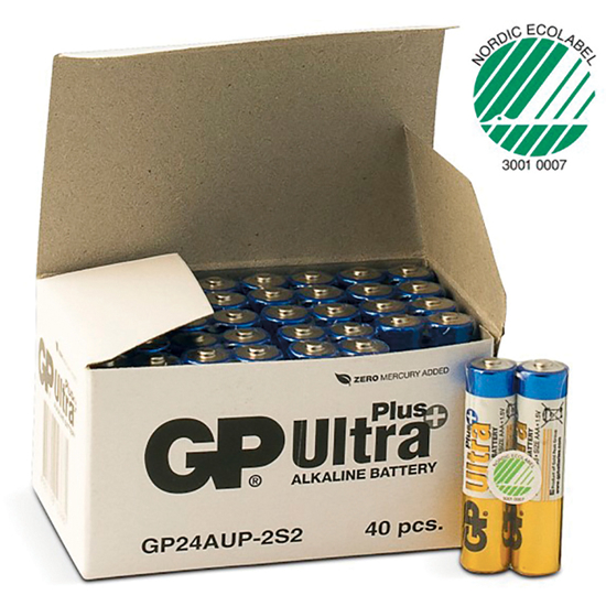 BATTERI GP ULTRA+ ALKALINE AAA/LR3 1,5V 40-PK (70UALAAALR0340)