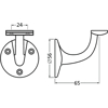 GELENDERHOLDER 3502-01 RETT HERMETA ALU.F1 SØLV (G0042)