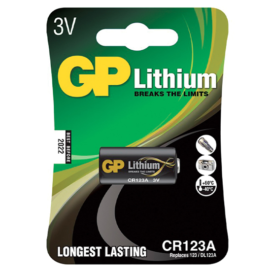 BATTERI GP CR123A LITHIUM 3,0V 1-PK SV (70LI123A)