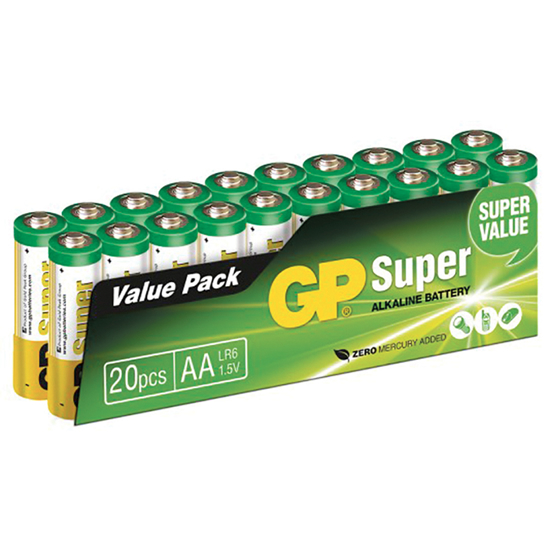 BATTERI GP SUPER ALKALINE AA/LR6 1,5V 20-PK (/*) (70ALAALR620)