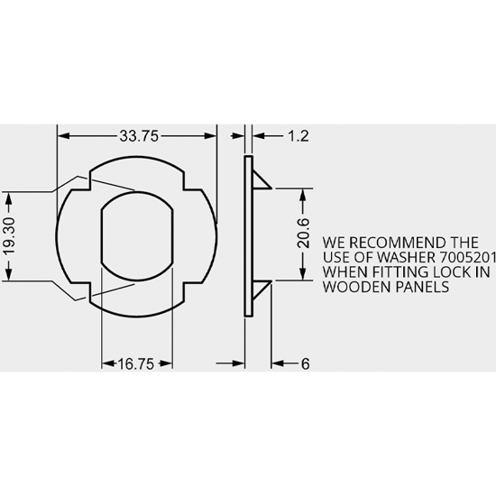 SKIVE LF M/PIGGER FOR TRE, Ø33,75x1,2MM, HULL ø19,3x16,75 ST.GALV (LF2191)