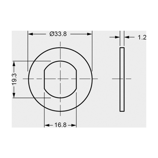 UNDERLAGSKIVE LF F/SYLINDER, Ø33,75x1,2MM, HULL ø19,3x16,75MM ST.GALV (LF2192)