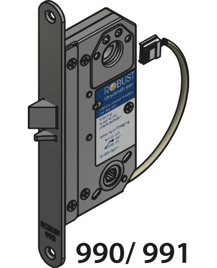 SOLENOIDLÅS 990H PTO (VENDBAR) RETTV. 12-24V DC RST. U/KABEL OG SLUTTSTYKKE (80990-H)