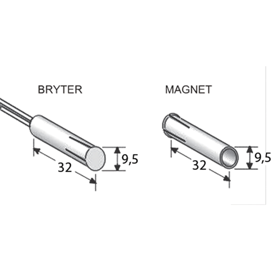 MAGNETKONTAKT DC1621 INNFELT NC MAX GAP I STÅL 12MM I TRE 19MM HVIT  (M2000)