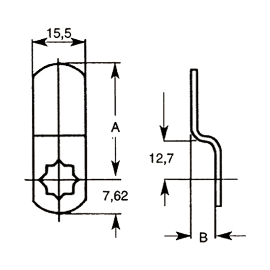 ARM LF BUKKET, L=36MM, K=4,8MM, *6,5 (T) ST.GALV 