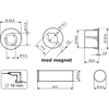 MAGNETKONTAKT MC340-S32, NC, PLAST INNF, Ø23/B19, MAX GAP I TRE/ALU 35 MM, STÅL 22, 2M KABEL, FG