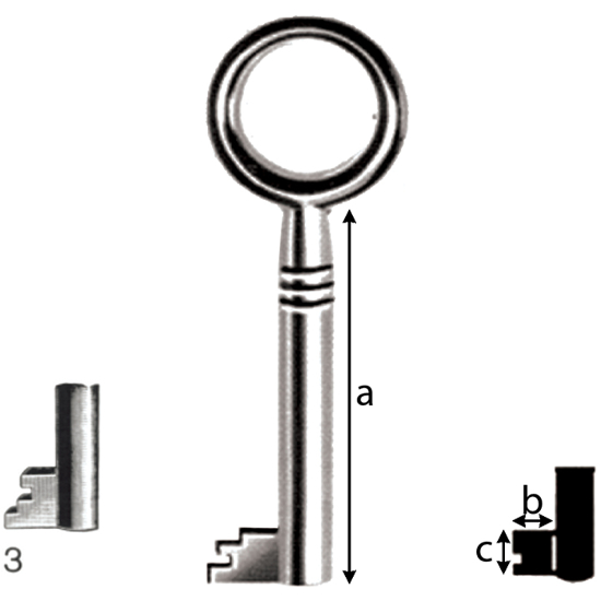 NØKKEL JUNIE 305 8x6 TILHOLDER NR. 3 ST.FN (N127003)