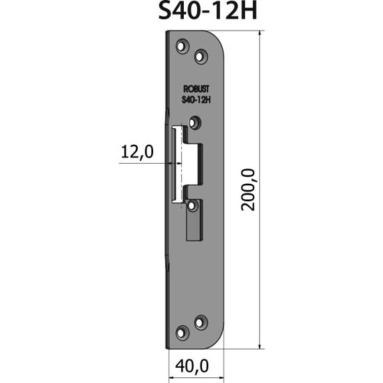 STOLPE S40-12H RETT 12 MM RST.EL.POL (80S40-12H)