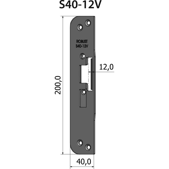 STOLPE S40-12V RETT 12 MM RST.EL.POL (80S40-12V)