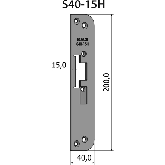 STOLPE S40-15H RETT 15 MM RST.EL.POL (80S40-15H)