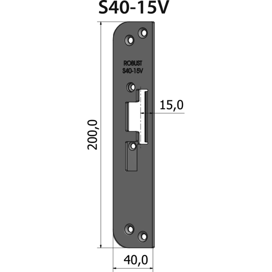 STOLPE S40-15V RETT 15 MM RST.EL.POL (80S40-15V)