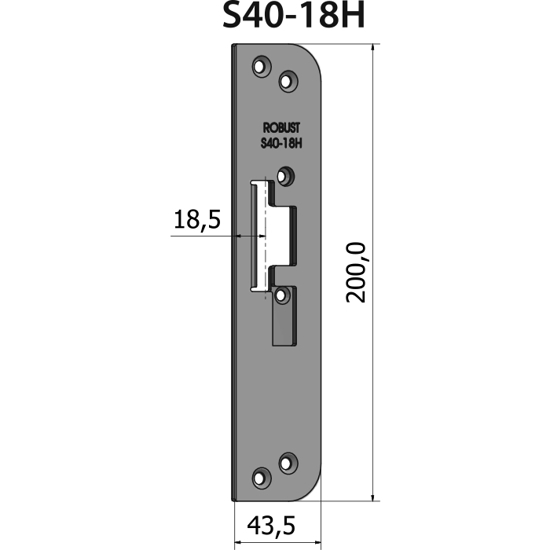 STOLPE S40-18H RETT 18,5 MM RST.EL.POL (80S40-18H)