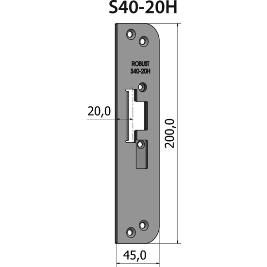 STOLPE S40-20H RETT 20 MM RST.EL.POL (80S40-20H)