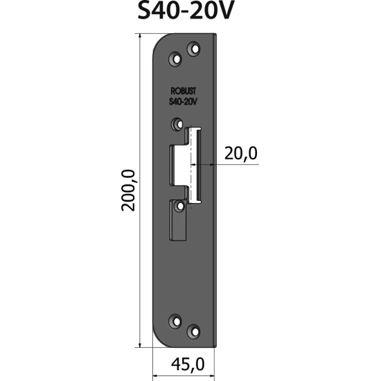 STOLPE S40-20V RETT 20 MM RST.EL.POL (80S40-20V)