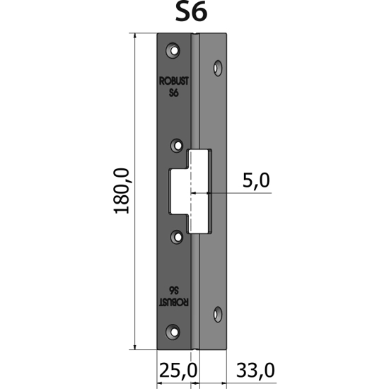 STOLPE S6 VINKLET OG ÅPEN , 5 MM RST.EL.POL (80S6)