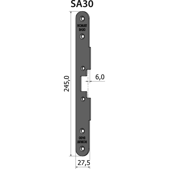 STOLPE SA30 ÅPEN 6 MM RST.EL.POL (80SA30)