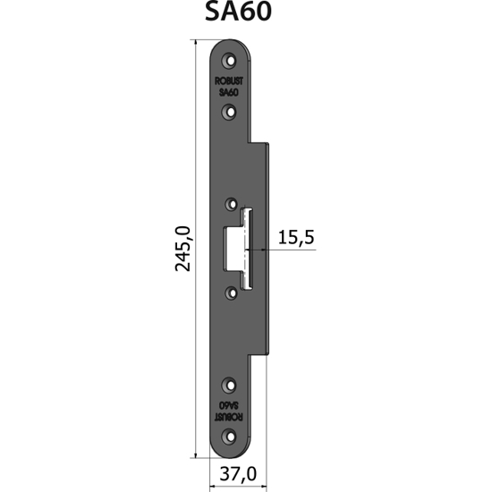 STOLPE SA60 RETT 15,5 MM RST.EL.POL (80SA60)