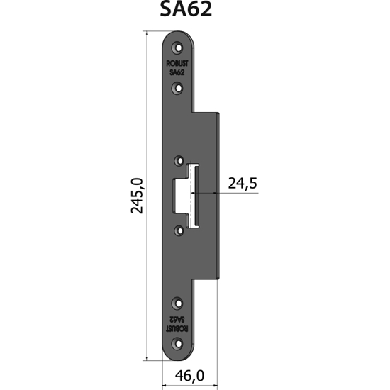 STOLPE SA62 RETT 24,5 MM RST.EL.POL (80SA62)