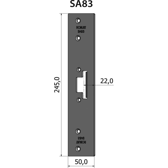 STOLPE SA83 RETT 22 MM RST.EL.POL (80SA83)