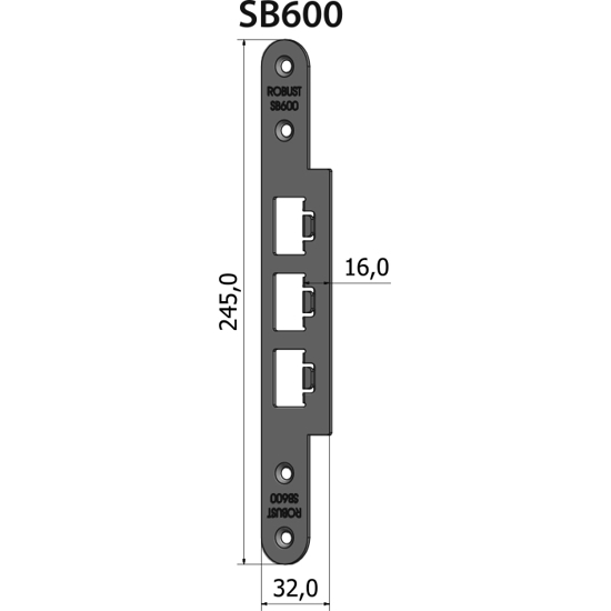 SLUTTSTYKKE SB600 RETT 16 MM RST.EL.POL (80SB600)
