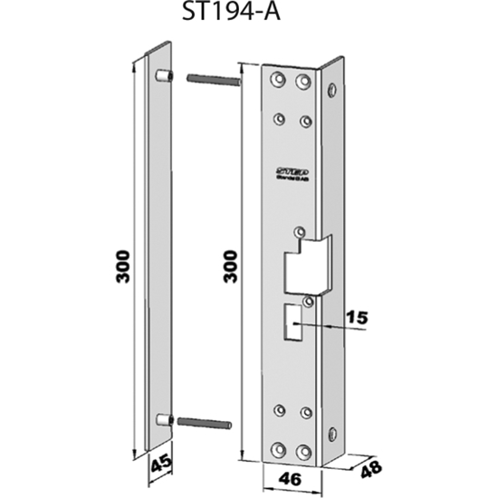 STOLPE 194A VENSTRE, VINKLET M/RETTE HJ. M/FORSTERK.BSL. STEP 18 RST.` (E20115)