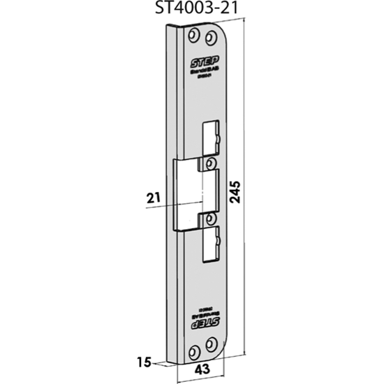 STOLPE 4003 21MM VINKLET M/RUNDE HJ. STEP 40/90 RST.` (E11112)