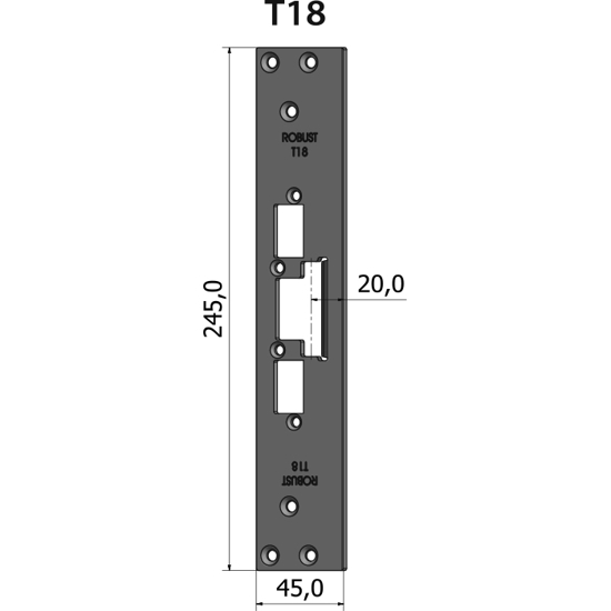 STOLPE T18 RETT 20 MM RST.EL.POL (80T18)