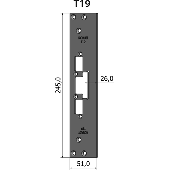 STOLPE T19 RETT 26 MM RST.EL.POL (80T19)