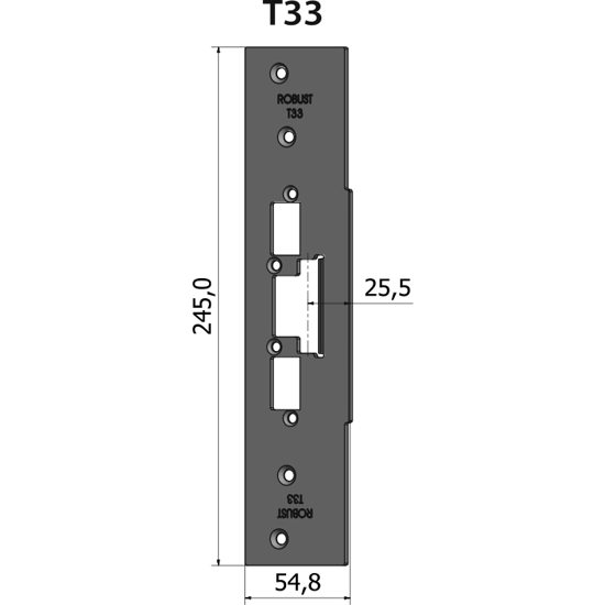 STOLPE T33 RETT 25,5 MM RST.EL.POL (80T33)