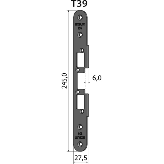 STOLPE T39 ÅPEN 6 MM RST.EL.POL (80T39)