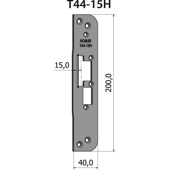 STOLPE T44-15H RETT 15 MM RST.EL.POL (80T44-15H)