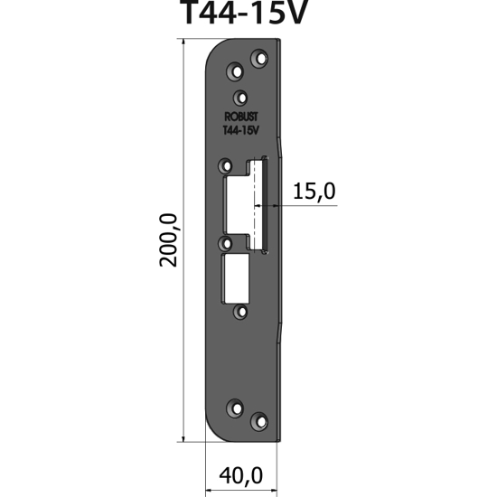 STOLPE T44-15V RETT 15 MM RST.EL.POL (80T44-15V)