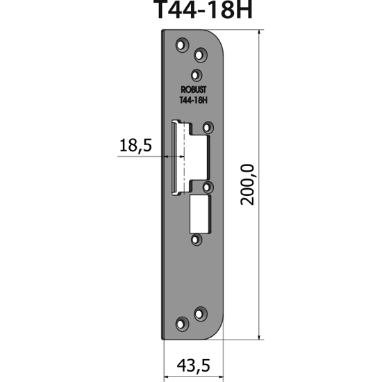 STOLPE T44-18H RETT 18,5 MM RST.EL.POL (80T44-18H)