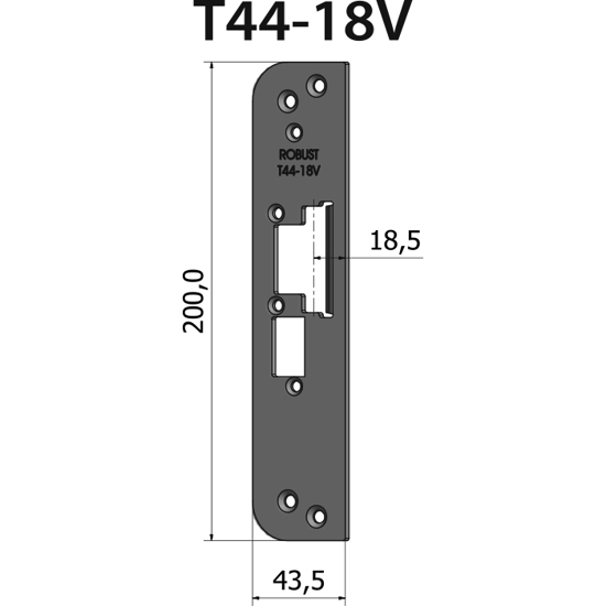 STOLPE T44-18V RETT 18,5 MM RST.EL.POL (80T44-18V)