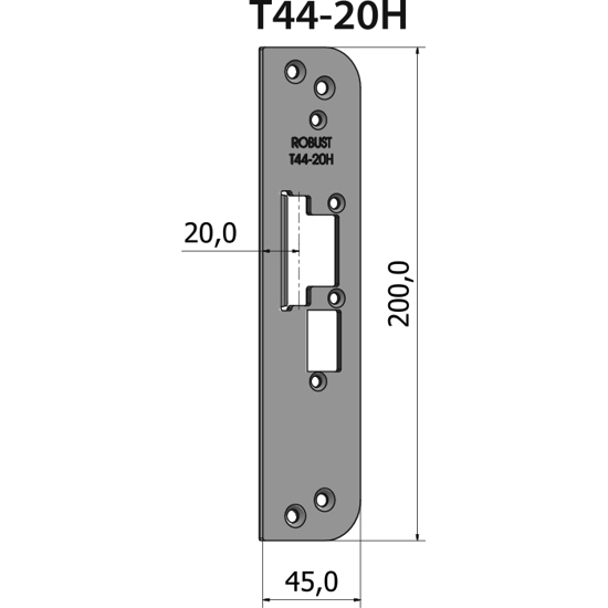 STOLPE T44-20H RETT 20 MM RST.EL.POL (80T44-20H)