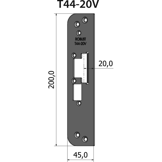 STOLPE T44-20V RETT 20 MM RST.EL.POL (80T44-20V)