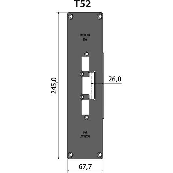 STOLPE T52 RETT 26 MM RST.EL.POL (80T52)