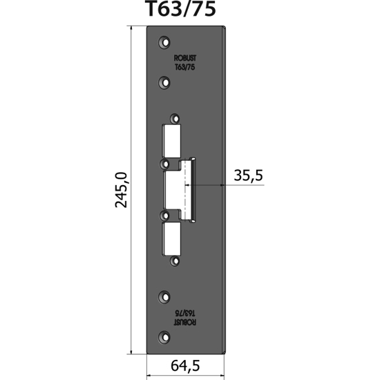 STOLPE T63/75 RETT 35,5 MM RST.EL.POL (80T63/75)