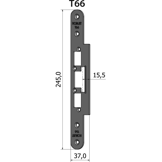 STOLPE T66 RETT 15,5 MM RST.EL.POL (80T66)
