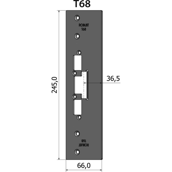 STOLPE T68 RETT 36,5 MM RST.EL.POL (80T68)