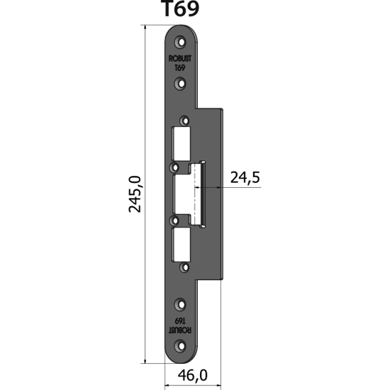 STOLPE T69 RETT 24,5 MM RST.EL.POL (80T69)