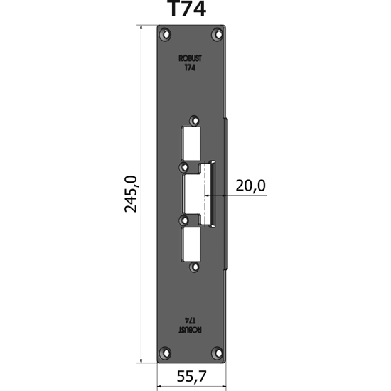 STOLPE T74 RETT 20 MM RST.EL.POL (80T74)